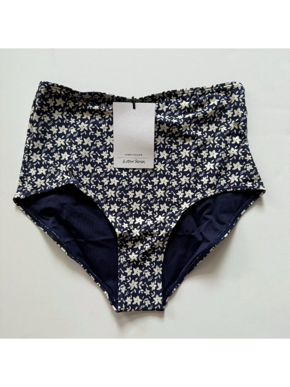 & Other Stories navy floral bikini bottom size 0 zero NWT